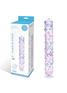 Duże dildo szklane z wypustkami - Glas Purple Rose Nubby Dildo