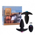 Dwa korki analne z pilotem - FeelzToys FunkyButts Remote Controlled Butt Plug Set for Couples  