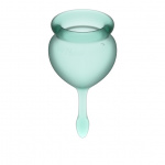 Dwa kubeczki menstruacyjne - Satisfyer Feel Good Menstrual Cup Set   Ciemny zielony
