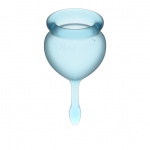 Dwa kubeczki menstruacyjne - Satisfyer Feel Good Menstrual Cup Set   Jasny niebieski