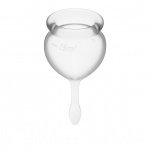 Dwa kubeczki menstruacyjne - Satisfyer Feel Good Menstrual Cup Set   Przezroczysty