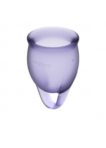 Dwa kubki menstruacyjne silikonowe - Satisfyer Feel Confident Menstrual Cup Set   Fioletowy