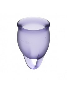 Dwa kubki menstruacyjne silikonowe - Satisfyer Feel Confident Menstrual Cup Set   Fioletowy