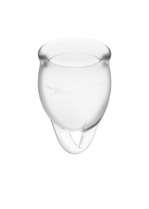 Dwa kubki menstruacyjne silikonowe - Satisfyer Feel Confident Menstrual Cup Set   Przezroczysty