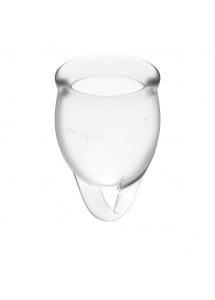 Dwa kubki menstruacyjne silikonowe - Satisfyer Feel Confident Menstrual Cup Set   Przezroczysty
