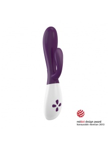 Dwukolorowy wibrator ze stymulatorem łechtaczki - Ovo K2 Rabbit Vibrator  Jagodowo Biały