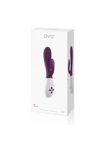 Dwukolorowy wibrator ze stymulatorem łechtaczki - Ovo K2 Rabbit Vibrator  Jagodowo Biały