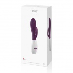 Dwukolorowy wibrator ze stymulatorem łechtaczki - Ovo K2 Rabbit Vibrator  Jagodowo Biały