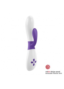 Dwukolorowy wibrator ze stymulatorem łechtaczki - Ovo K2 Rabbit Vibrator  Fioletowo Biały