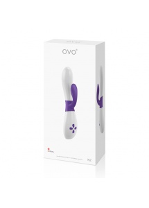 Dwukolorowy wibrator ze stymulatorem łechtaczki - Ovo K2 Rabbit Vibrator  Fioletowo Biały