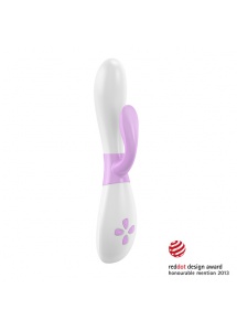 Dwukolorowy wibrator ze stymulatorem łechtaczki - Ovo K2 Rabbit Vibrator  Różowo Biały