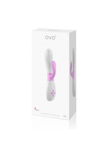Dwukolorowy wibrator ze stymulatorem łechtaczki - Ovo K2 Rabbit Vibrator  Różowo Biały