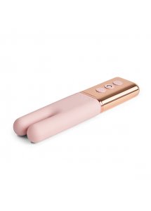 Ekskluzywny podwójny masażer łechtaczki - Le Wand Deux Twin Motor Rechargeable Vibrator Rose Gold  