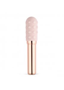 Ekskluzywny wibrator klasyczny z nakładkami - Le Wand Grand Bullet Rechargeable Vibrator Rose Gold  