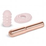 Ekskluzywny wibrator klasyczny z nakładkami - Le Wand Grand Bullet Rechargeable Vibrator Rose Gold  