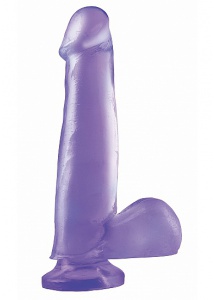 Hipoalergiczne Dildo realistyczne z przyssawką - PIPEDREAM Basix Rubber Works 7.5" Suction Cup Dong - fioletowy