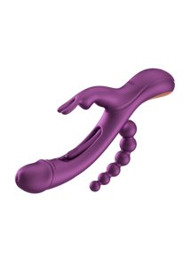 HONEYPLAYBOX - PODWÓJNY WIBRATOR KRÓLICZEK Z KULKAMI ANALNYMI FIOLETOWY