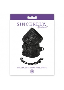 Solidne Kajdanki ozdobne - Sportsheets Sincerely Lace Double Strap Handcuffs  