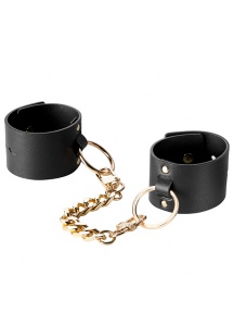Kajdanki skórzane - Bijoux Indiscrets Maze Wide Cuffs Czarny
