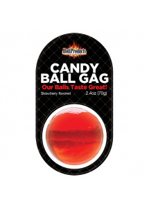 Knebel cukierkowy - Candy Ball Gag  Truskawkowy
