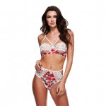 Komplet dwuczęściowy z kwiatami i koronką - Baci - White Floral & Lace Bra Set  S/M
