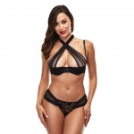 Komplet z pasków - Baci Criss Cross Bikini Set Black S/M  