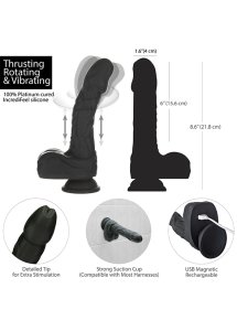 Naked Addiction - Realistyczny Wibrator Z Przyssawką Pilotem I Obrotową Końcówką 23 cm Czarny