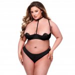 Baci - Seksowny 2-Częściowy Zestaw Stringi i Biustonosz Czarny Plus Size