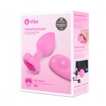 BVibe - Wibrujący Korek Analny Z Pilotem Różowy Heart Plug S/M