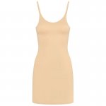 BYE BRA - GŁADKA SUKIENKA NA RAMIĄCZKACH BEŻOWA