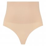 BYE BRA - STRINGI Z WYSOKIM STANEM KORYGUJĄCE TALIĘ BEŻOWE