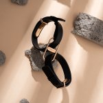 Crave - Dyskretne Mankiety Na Nadgarstki Jak Bransoletka Icon Cuffs Czarno-RóżowoZłote