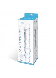 Szklane dildo podwójne z kulkami analnymi - Glas Double Ended Glass Dildo with Anal Beads  