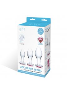 Glas - Zestaw 3 Szklanych Korków Analnych Z Sercem Heart Jewel