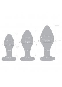 Glas - Zestaw 3 Szklanych Korków Analnych Z Sercem Heart Jewel