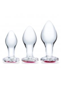 Glas - Zestaw 3 Szklanych Korków Analnych Z Sercem Heart Jewel