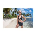 Jednoczęściowy Wycięty Strój Kąpielowy Dół Sukienka SWD12 - Lume di Luna Czarny