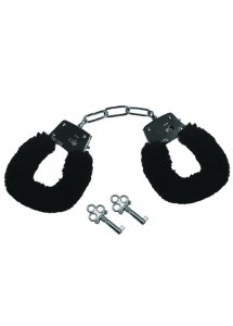 Kajdanki z futerkiem - Sportsheets Sex & Mischief Furry Handcuffs Black