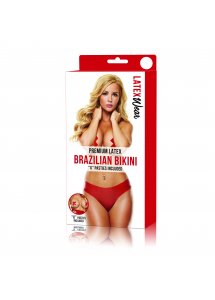 Latexwear - Lateksowe Majtki Premium Latex Brazilian Bikini Czerwone M/L
