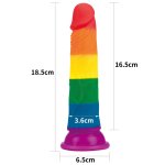 Lovetoy - Silikonowe Tęczowe Dildo Prider Z Przyssawką 18,5 cm