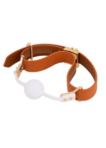 Lockink - Kompletny Zestaw Knebli BDSM Do Zamknięcia Buzi Partnera Brązowo-Biały