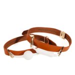 Lockink - Kompletny Zestaw Knebli BDSM Do Zamknięcia Buzi Partnera Brązowo-Biały