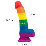 Lovetoy - Silikonowe Tęczowe Dildo Prider Z Jądrami I Przyssawką 20,5 cm