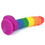 Lovetoy - Silikonowe Tęczowe Dildo Prider Z Jądrami I Przyssawką 20,5 cm