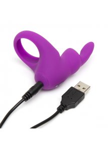 Pierścień wibrujący na penisa - Happy Rabbit Rechargeable Vibrating Rabbit Cock Ring Fioletowy