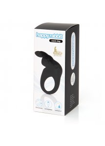 Pierścień wibrujący na penisa - Happy Rabbit Rechargeable Vibrating Rabbit Cock Ring Czarny