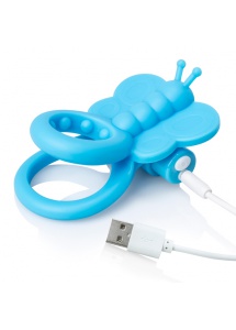 Pierścień wibrujący motylek na penisa - The Screaming O- Charged Monarch Wearable Butterfly Vibe  Niebieski