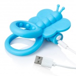 Pierścień wibrujący motylek na penisa - The Screaming O- Charged Monarch Wearable Butterfly Vibe  Niebieski