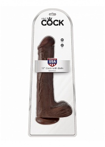 Pipedream King Cock - dildo z jądrami realistyczne JAK PRAWDZIWE brązowe 33cm (13")