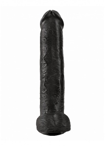 Pipedream King Cock - dildo realistyczne GRUBY OLBRZYM czarne PVC jądra - 38cm (15")